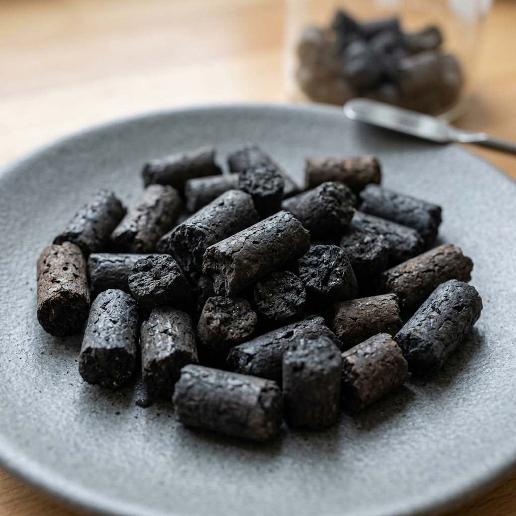 Pellets de SFA Pirolizado Pleorotus Biochar